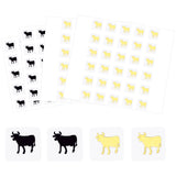 Globleland 80 Sheets 2 Color Cartoon Animal Meal Stickers, Adhesive Square Paper Labels, Gold & Black, Cow Pattern, 6.6~7.8x8.1~9x0.02cm, 30pcs/sheet, 40sheets/color