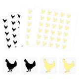 Globleland 80 Sheets 2 Color Cartoon Animal Meal Stickers, Adhesive Square Paper Labels, Gold & Black, Rooster Pattern, 6.6~7.8x8.1~9x0.02cm, 30pcs/sheet, 40sheets/color
