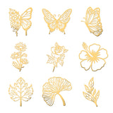 Globleland 9Pcs 9 Styles Custom Carbon Steel Self-adhesive Picture Stickers, Butterfly & Flower & Leaf, Square, Mixed Patterns, 40x40mm, 1pc/style
