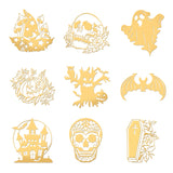 Globleland 9Pcs 9 Styles Custom Carbon Steel Self-adhesive Picture Stickers, Square, Halloween Themed Pattern, 40x40mm, 1pc/style