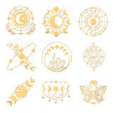 Globleland 9Pcs 9 Styles Custom Carbon Steel Self-adhesive Picture Stickers, Golden, Moon Pattern, 40x40mm, 1pc/style