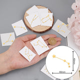 Globleland 12Pcs 12 Styles Custom Carbon Steel Self-adhesive Picture Stickers, Golden, Constellation Pattern, Constellation Pattern, 40x40mm, 1pc/style