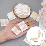 Globleland 9Pcs 9 Styles Custom Carbon Steel Self-adhesive Picture Stickers, Golden, Wing Pattern, 40x40mm, about 1pc/style