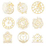 Globleland 9Pcs 9 Styles Custom Carbon Steel Self-adhesive Picture Stickers, Clock Pattern, 40x40mm, 1pc/style
