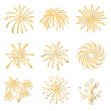 Globleland 9Pcs 9 Styles Custom Carbon Steel Self-adhesive Picture Stickers, Fireworks Pattern, 40x40mm, 1pc/style