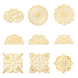 Globleland 9Pcs 9 Styles Custom Carbon Steel Self-adhesive Picture Stickers, Floral Pattern, 40x40mm, 1pc/style