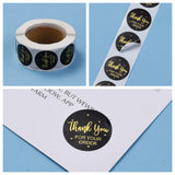 Globleland 1 Inch Thank You Stickers, Adhesive Roll Sticker Labels, for Envelopes, Bubble Mailers and Bags, Black, 25mm, 500pcs/roll