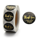 Globleland 1 Inch Thank You Stickers, Adhesive Roll Sticker Labels, for Envelopes, Bubble Mailers and Bags, Black, 25mm, 500pcs/roll