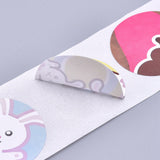 Globleland Easter Stickers, Adhesive Labels Roll Stickers, Gift Tag, for Envelopes, Party, Presents Decoration, Flat Round, Colorful, Rabbit Pattern, 25mm, about 500pcs/roll, 5Roll/Set