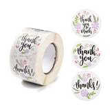 Globleland 1.5 Inch Self-Adhesive Stickers, Roll Sticker, Flat Round with Flowers & Word Thank You, for Party Decorative Presents, Colorful, 3.8cm, 500pcs/roll, 5Roll/Set
