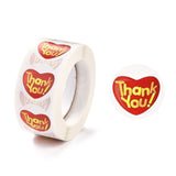 Globleland 1 Inch Self-Adhesive Stickers, Roll Sticker, Heart with Word Thank You, for Party Decorative Presents, Red, 2.5cm, 500pcs/roll