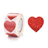 Globleland Valentine's Day Themed Self-Adhesive Stickers, Heart Roll Sticker, for Party Decorative Presents, Red, 3.8x3.8cm, 500pcs/roll