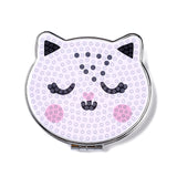 Globleland DIY Cat Special Shaped Diamond Painting Mini Makeup Mirror Kits, Foldable Two Sides Vanity Mirrors, with Rhinestone, Pen, Plastic Tray and Drilling Mud, Lavender Blush, 74x89x12.5mm, 2Set/Pack