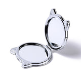 Globleland DIY Cat Special Shaped Diamond Painting Mini Makeup Mirror Kits, Foldable Two Sides Vanity Mirrors, with Rhinestone, Pen, Plastic Tray and Drilling Mud, Thistle, 74x89x12.5mm, 2Set/Pack