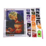 Globleland DIY 5D Diamond Painting Halloween Canvas Kits, with Resin Rhinestones, Diamond Sticky Pen, Tray Plate and Glue Clay, Halloween Themed Pattern, 20x20x2mm, 2Set/Pack
