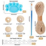 Globleland DIY Decorative Wood Crafting Balls, includ Natural Wooden Round Ball, Plastic Empty Paint Palette & Watercolor Oil Palette & Paint Brushes Pens, Jute Twine, Mixed Color, Beads: 18~20mm/23~25mm, Hole: 4~7mm, 100pcs/set