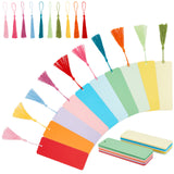 Globleland DIY Blank Rectangle with Tassel Bookmark Making Kit, Including 100Pcs Kraft Paper Card, 100Pcs Polyester Tassel Big Pendant Decorations, Mixed Color, 200pcs/bag