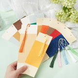 Globleland DIY Rectangle Bookmark Making Kit, Including Polyester Tassel Pendants, Blank Rice Paper Card, Mixed Color, 40pcs/bag