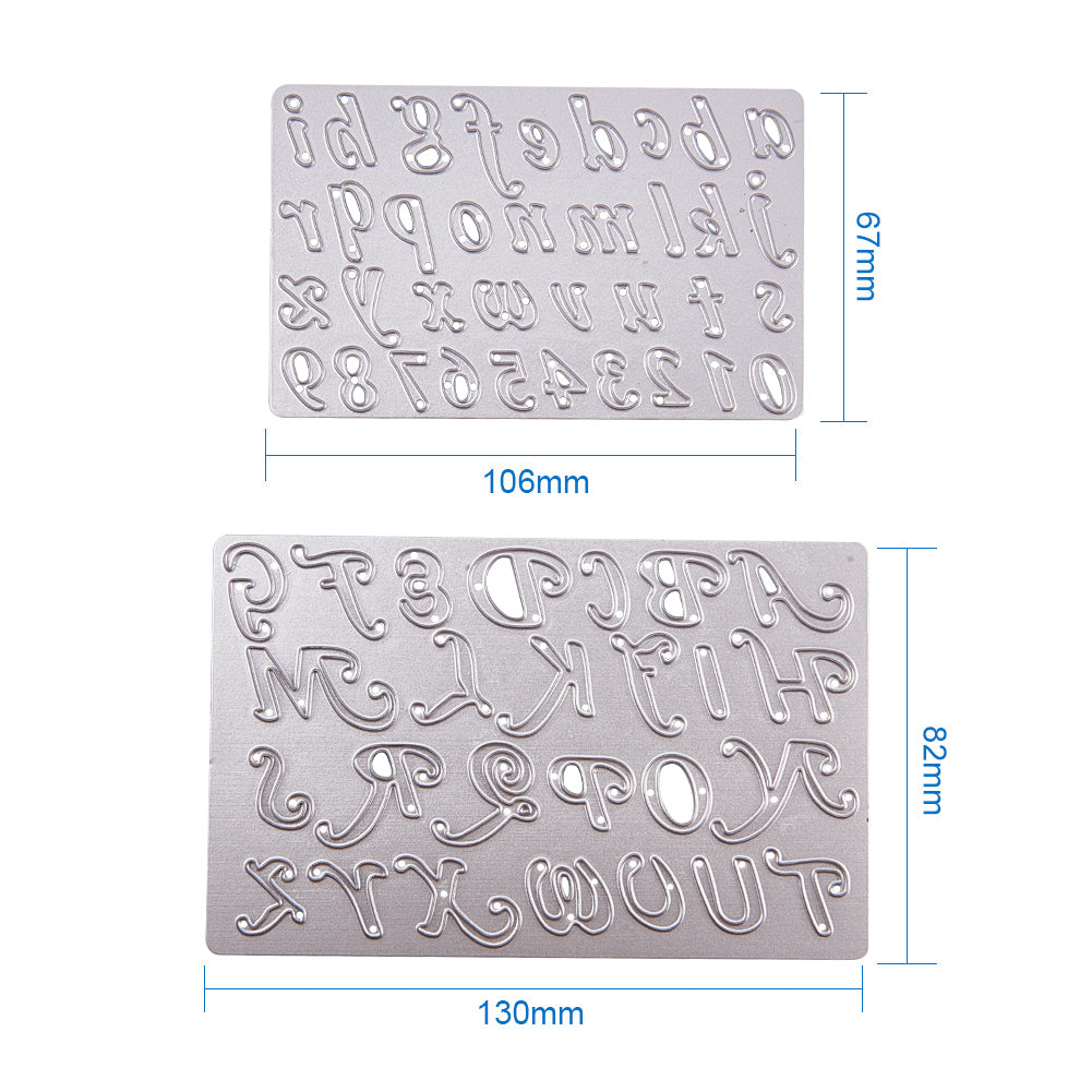 GLOBLELAND Letter and Number Frame Metal Cutting Dies Stencils, for DIY Scrapbooking/Photo Album, Decorative Embossing DIY Paper Card, Matte Platinum, 106x67x0.8mm; 130x82x0.8mm