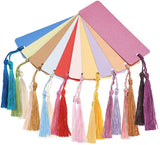 Globleland DIY Making, DIY Bookmark, Blank Kraft Paper Card and Polyester Tassel Decorations, Mixed Color, 142~145x46~47x0.3~0.4mm, Hole: 5mm