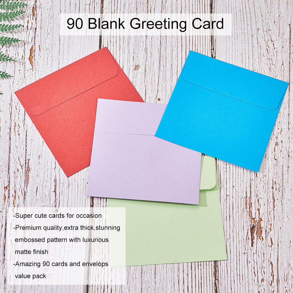Globleland Paper Envelopes, Wedding Party Invitation Envelope, DIY Gift Envelope, Square, Mixed Color, 10x10x0.05cm, 90pcs/set