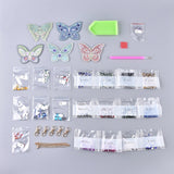 Globleland DIY Diamond Painting Stickers Kits For Key Chain Making, with Diamond Painting Stickers, Resin Rhinestones, Diamond Sticky Pen, Lobster Clasps, Chain, Tray Plate and Glue Clay, Butterfly, Mixed Color, 61x80x2mm