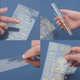 Globleland Self Adhesive Hot Stamping Stickers Sets, DIY Gift Hand Account Photo Frame Album Decoration Sticke, Gold, 170x88x0.1mm, 6bags/set, 1Set/Set