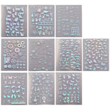 Globleland Waterproof Transparent Plastic Stickers, Laser Effect Decorative Stickers, Filling Material for Resin Art, Mixed Patterns, 15x11x0.01cm, 10sheets, 1sheet/color, 10sheets/set, 1Set/Set