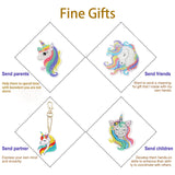 Globleland DIY 5Pcs Unicorn Diamond Painting Keychain Kits, with Resin Rhinestones, Pen, Tray Plate and Glue Clay, Ball Chain Keychain and Swivel Clasp, Colorful, 1 Set