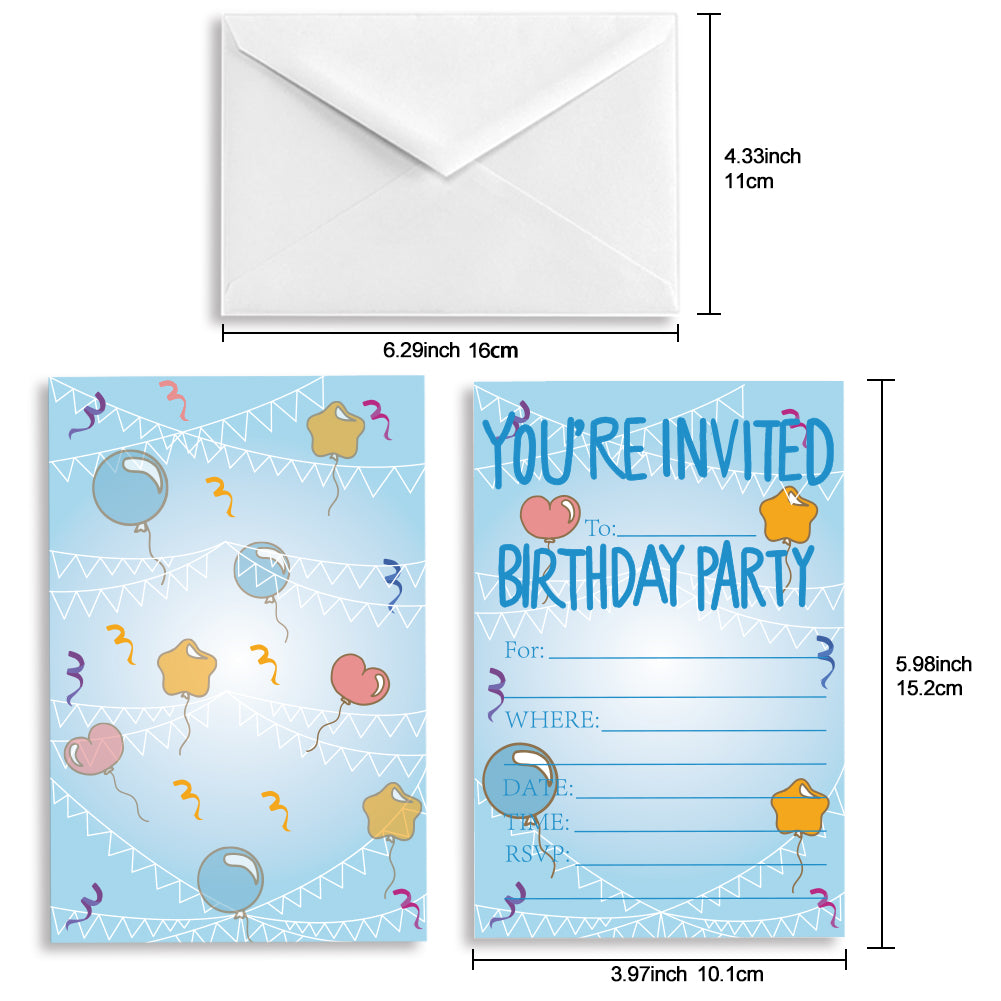 Globleland Invitation Cards, for Birthday Wedding Party, with Paper Envelopes, Rectangle with Mixed Pattern, Light Sky Blue, 15.2x10.1cm, 30sheets/set
