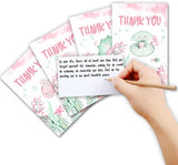 Globleland Rectangle with Marine Life Pattern Thank You Theme Cards, with Paper Envelopes, Pink, Thank You Theme Cards: 1set