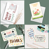 Globleland Rectangle with Mixed Plant Pattern Thank You Theme Cards, with Paper Envelopes, Mixed Color, Thank You Theme Cards: 1set