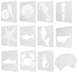 Globleland Plastic Drawing Painting Stencils Templates, for DIY Scrapbooking Painting Drawing Craft, Marine Organism Theme, White, 130.5x131x0.2mm, 6sheets/set, 1set/bag