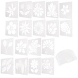 Globleland 2 Sets 2 Styles Plastic Drawing Stencil, Drawing Scale Template, For DIY Scrapbooking, Flower and Leaf, White, 130x130x0.1mm, 1set/style
