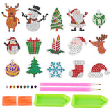 Globleland 2 Sets 2 Style Christmas Theme DIY Diamond Painting Stickers Kits For Kids, with Rhinestones and Diamond Painting Tools, Mixed Color, 1 set/style