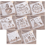 Globleland 16 Sheets 16 Style PET Drawing Stencil, Drawing Scale Template, For Christmas DIY Scrapbooking, Square, White, 15x15x0.03cm, 1 sheet/style