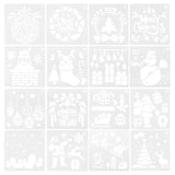 Globleland 16 Sheets 16 Style PET Drawing Stencil, Drawing Scale Template, For Christmas DIY Scrapbooking, Square, White, 15x15x0.03cm, 1 sheet/style