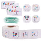 Globleland 1 Roll Word Thank You Self Adhesive Paper Stickers, with 2 Bag Thank You Theme Card, Word, 3.8cm, 1Set/Set