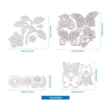 Globleland Flower & Leaf & Butterfly Frame Carbon Steel Cutting Dies Stencils, for DIY Scrapbooking/Photo Album, Decorative Embossing DIY Paper Card, Matte Platinum Color, 79~115x70~570.9x0.8~0.9mm, 4pcs/bag