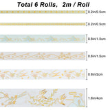Globleland 6 Rolls Hot Stamping Paper Stickers Set, for Scrapbooking, Photo Album, Paper Decor, Flat with Mixed Pattern, Mixed Color, 5~40mm, 2m/roll