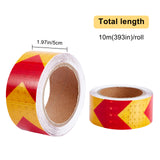 Globleland Waterproof EPT(Ethylene Propylene Terpolymer) & PVC Reflective Self-adhesive Tape, Traffic Oriented Safety Warning Signs Stickers, Flat with Arrow, Red, 50x0.4mm, about 10m/roll