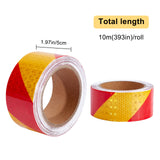 Globleland Waterproof EPT(Ethylene Propylene Terpolymer) & PVC Reflective Self-adhesive Tape, Traffic Safety Night Anti-Collision Warning Signs Stickers, Flat with Diagonal Pattern, Red, 50x0.4mm, about 10m/roll