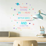 Globleland PVC Wall Decorate Stickers, Star & Plant & Word, Colorful, 875x284x0.2mm