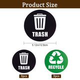 Globleland 6Pcs 2 Styles PVC Garbage Recycle Trash sign stickers, Waterproof Garbage Classification Decals for Kitchen, Home Necessity, Round, Sign Pattern, 127x0.1mm, about 3pcs/style