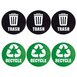 Globleland 6Pcs 2 Styles PVC Garbage Recycle Trash sign stickers, Waterproof Garbage Classification Decals for Kitchen, Home Necessity, Round, Sign Pattern, 127x0.1mm, about 3pcs/style