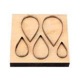 Globleland Embossing Wooden Cutting Dies, Leather Mold, for DIY Art Crafts Fabric Accessory Jewelry Making, Teardrop, 125x125x24mm, teardrop,: 34x19mm, 55x31mm, 44x25mm, 75x42mm, 65x37mm
