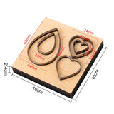 Globleland Embossing Wooden Cutting Dies, Leather Mold, for DIY Art Crafts Fabric Accessory Jewelry Making, teardrop, and Heart, 100x100x24mm, teardrop,: 63x44mm, Heart: 33x34mm
