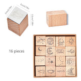 Globleland Wooden Stamp, with Rubber, for Scrapbooking, Cube, BurlyWood, 35x25x20mm, 16pcs/set