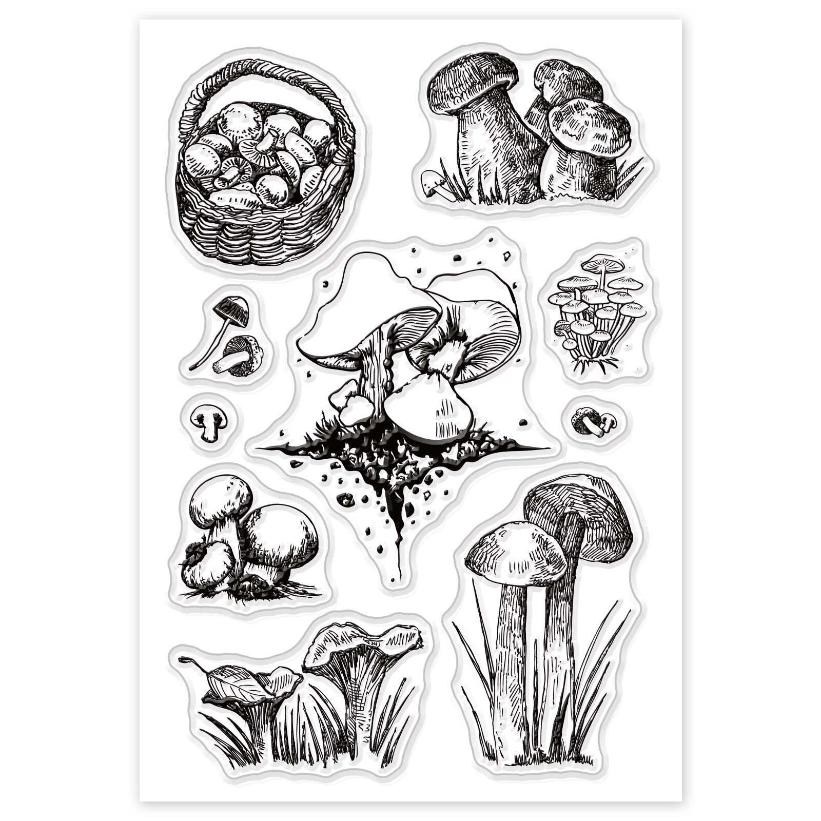 GLOBLELAND Mushroom Clear Stamp Silicone Stamp Cards Stamp Transparent Seals for Card Making Decoration and DIY Scrapbooking