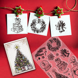 Globleland PVC Plastic Stamps, for DIY Scrapbooking, Photo Album Decorative, Cards Making, Stamp Sheets, Christmas Themed Pattern, 16x11x0.3cm